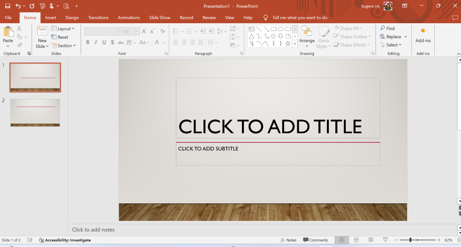 ms PowerPoint window